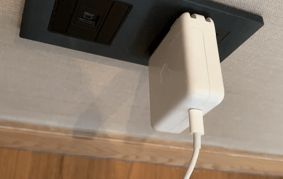 A plugged-in charger