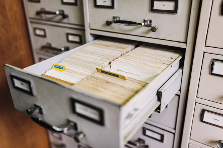 A filing cabinet with records