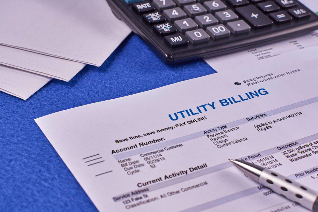 Utility bills on table