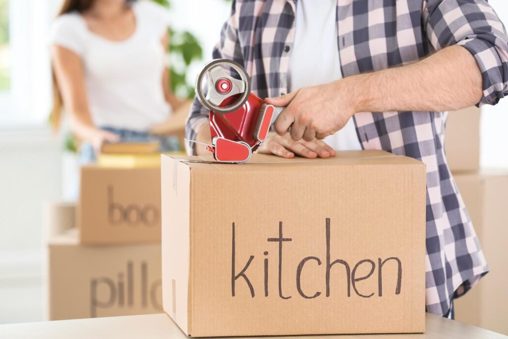 Box with kitchen essentials 