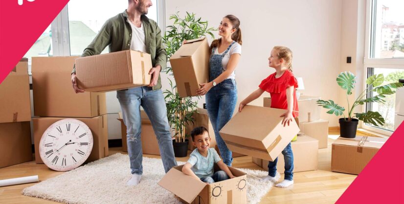 A family packing for a relocation