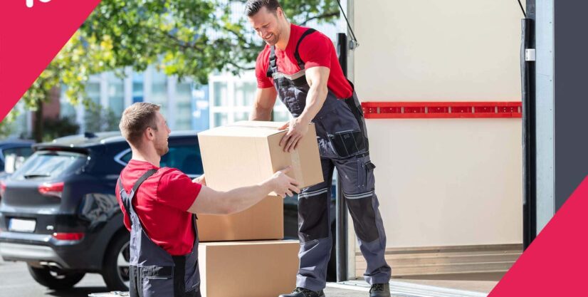 professional movers loading the truck Long Distance Movers Logo