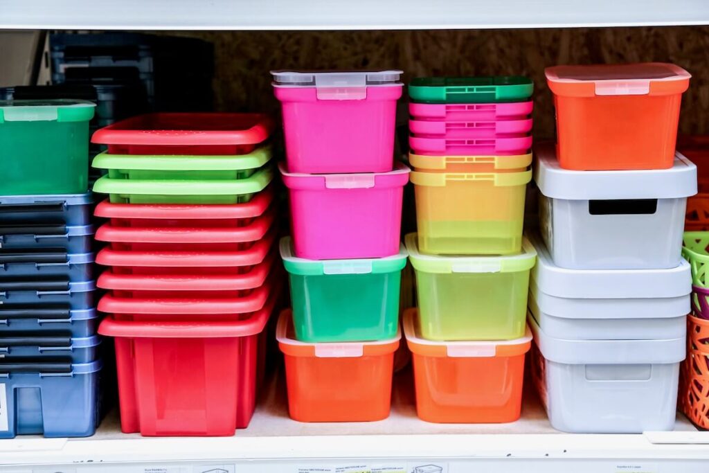 Plastic containers prepared for long-distance moving