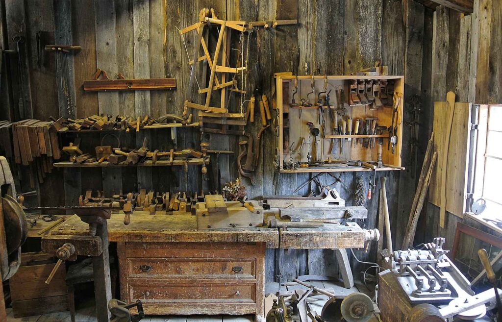 Tools in the wooden hut