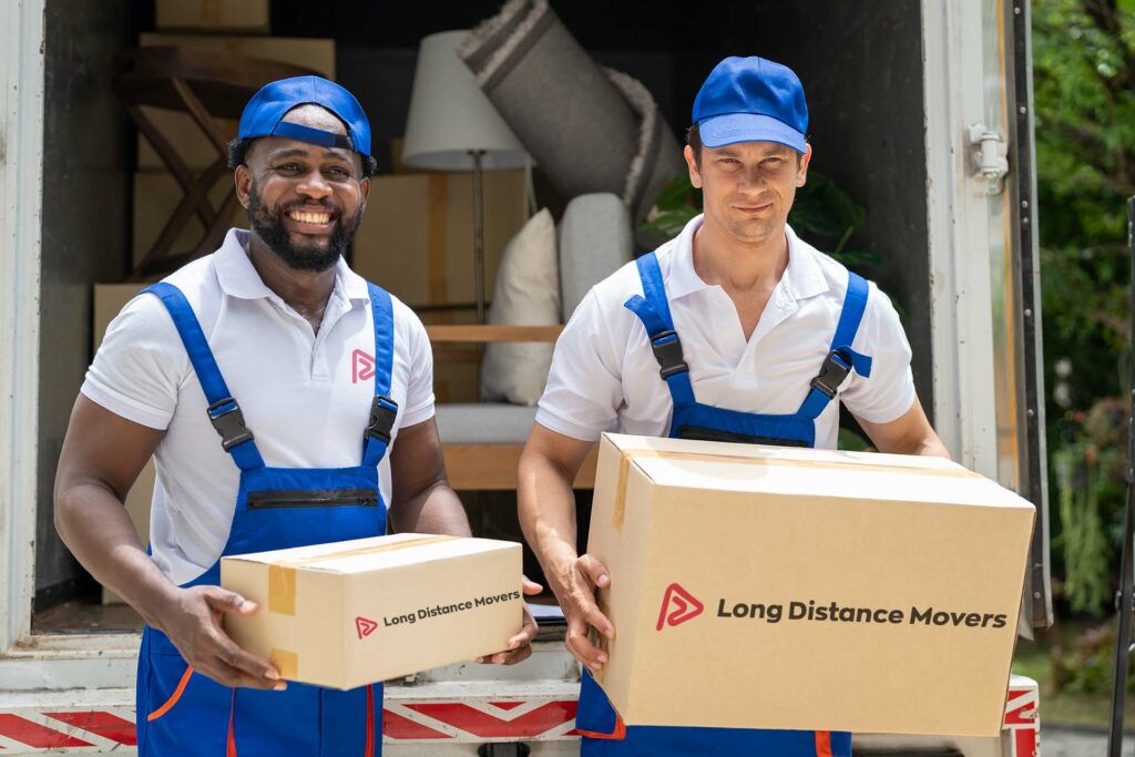  Long-distance movers carrying boxes