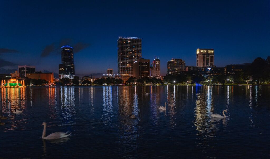 Orlando, Florida, during the night