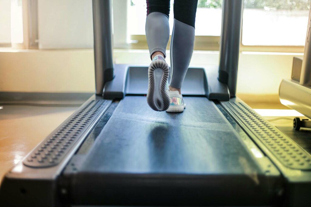 A person running on a treadmill