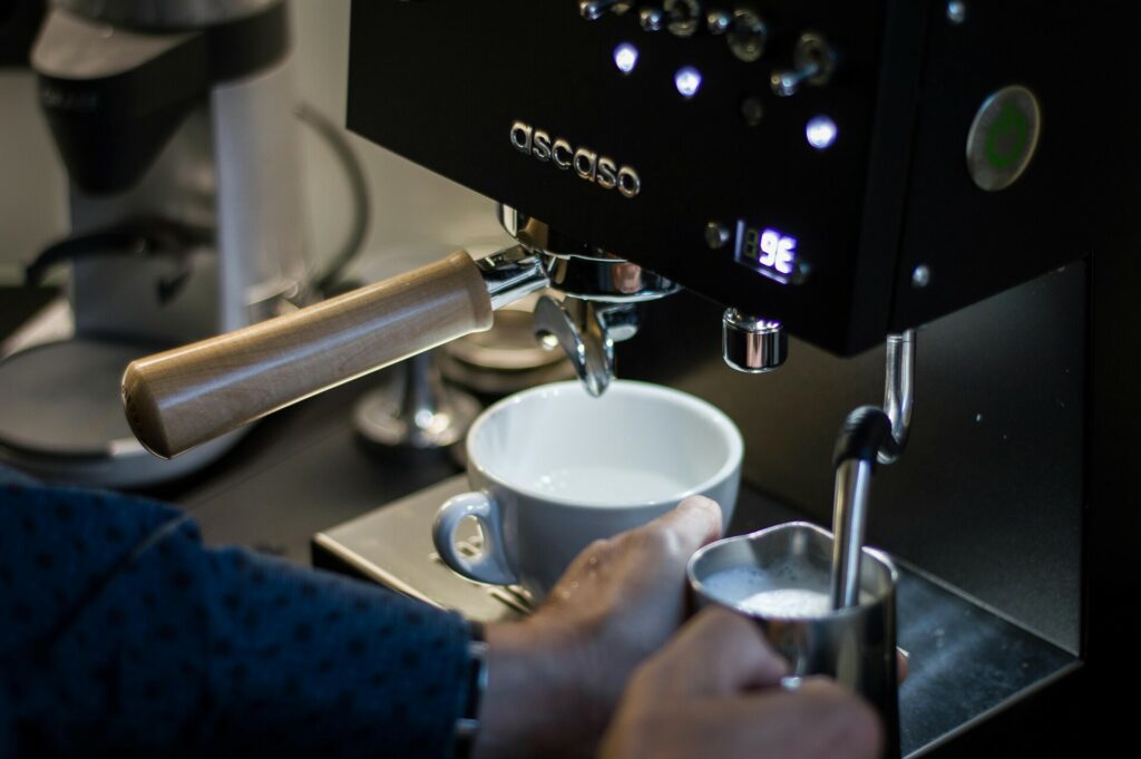 Close-up of an espresso machine